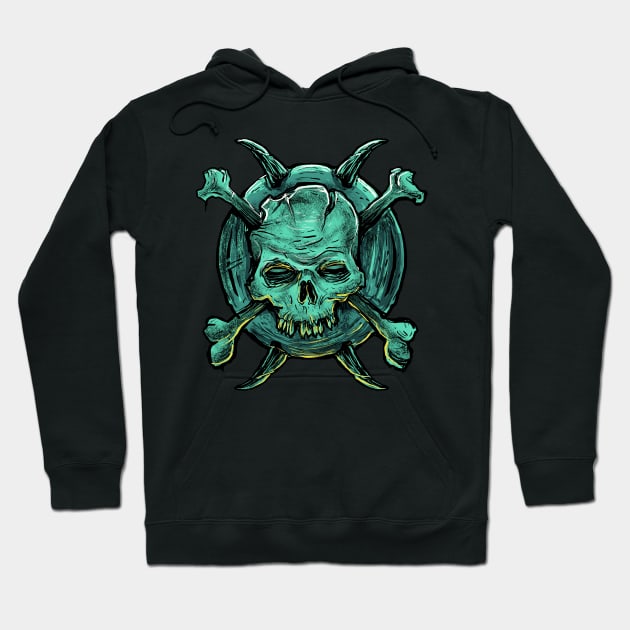 Skull and Crossbones Metal Hoodie by DeathAnarchy